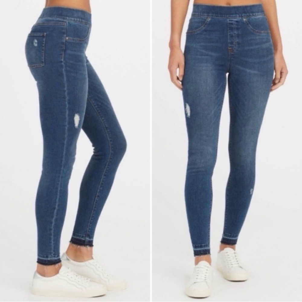 SPANX Distressed Skinny Blue Jeans Size small